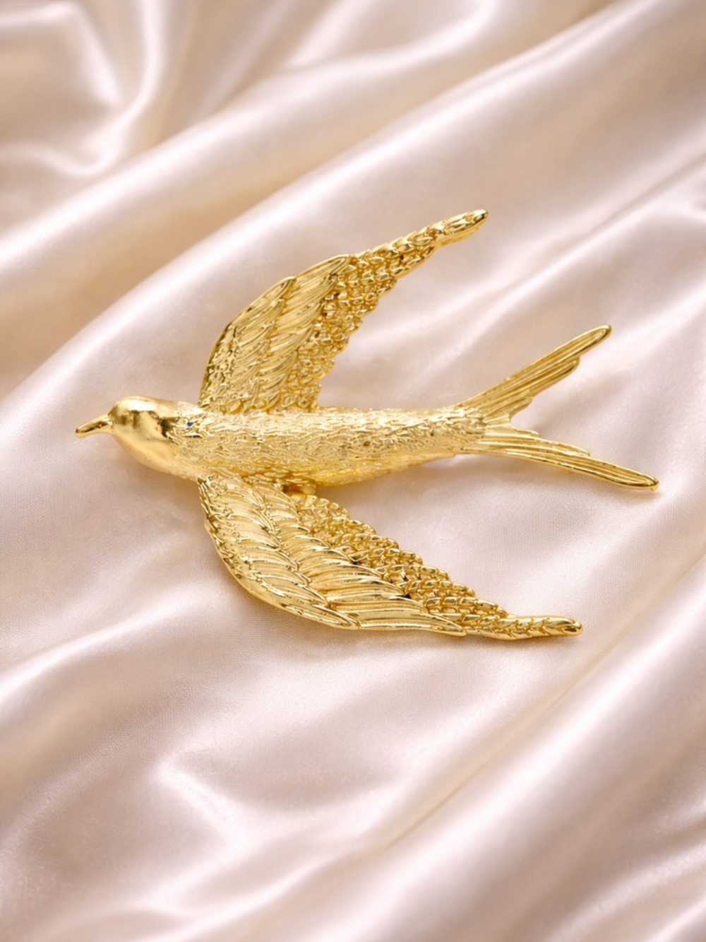 Golden Swallow Bird Brooch